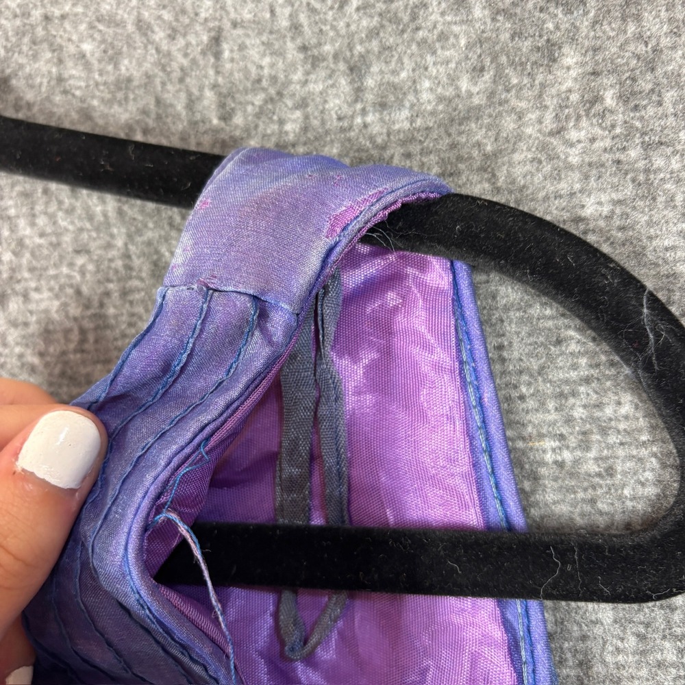 Vintage 50s Iridescent Purple Blue Organza Fit Flare Dress Bow Back Mid Century - Picture 6 of 10